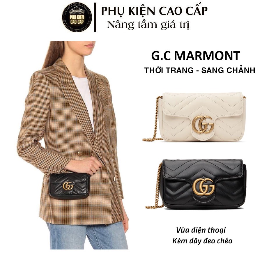 Túi đeo chéo dây xích nhỏ gọn - 𝙂.𝘾 𝙢𝙖𝙧𝙢𝙤𝙣𝙩 𝙢𝙖𝙩𝙚𝙡𝙖𝙨𝙨𝙚 - hàng cao cấp fullbox sang chảnh