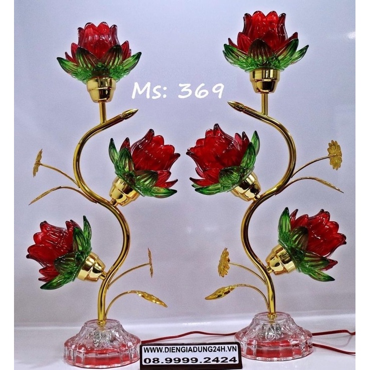 ĐÈN THỜ CÚNG PHA LÊ THUỶ TINH 369  1 CẶP