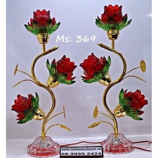 ĐÈN THỜ CÚNG PHA LÊ THUỶ TINH 369 (52cm) 1 CẶP