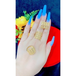 Nhẫn nữ kim tiền kiểu vuông 4 hàng mạ vàng 18 mẫu mới về