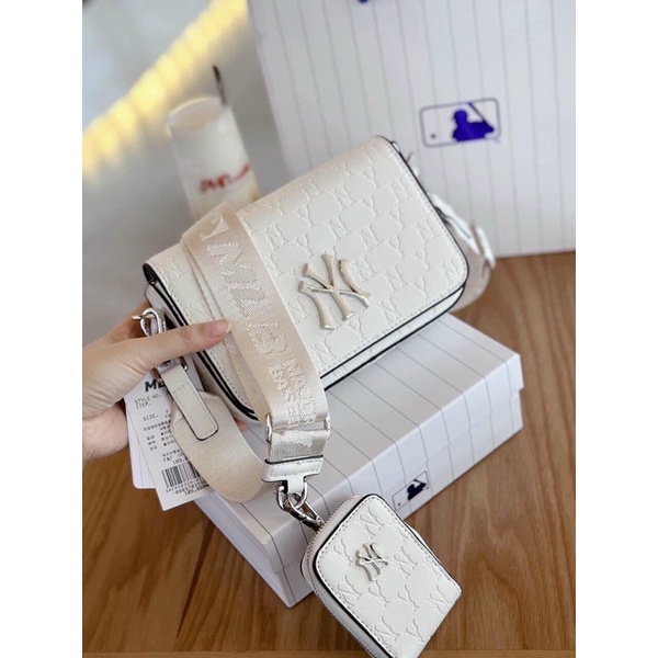Túi da chéo dập monogram N.Y kèm túi mini bản xuất dư xịn.