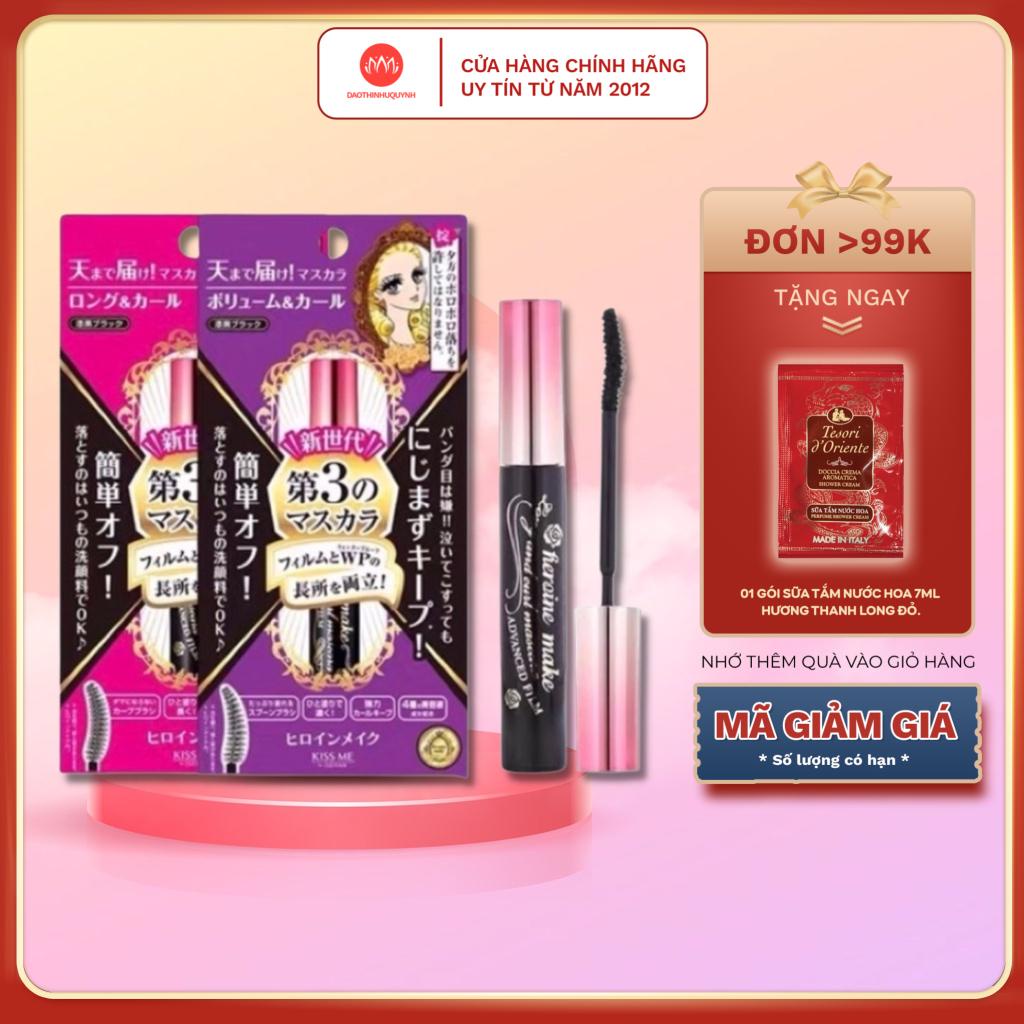 Mascara Kissme H.eroine Make Long &amp; Curl Mascara Advanced Film Làm Dài Và Cong Mi Màu Đen 4.5g