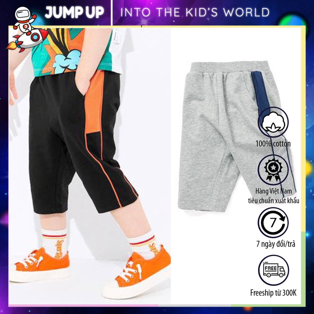 Quần Cotton Bé Trai Dáng Lửng Màu Đen, Xám, Mặc Đi Học Đi Chơi Chất Liệu Mềm Mịn Mát