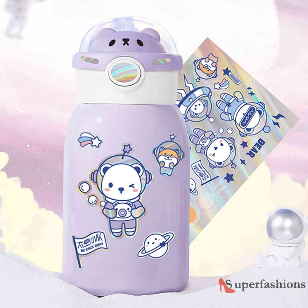 ★ Siêu Thời Trang superfashions ★ Bình Nước Giữ Nhiệt 500ml Kèm Ống Hút Họa Tiết Phi Hành Gia Dễ Thương Cho Bé