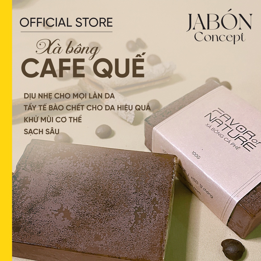 Xà Bông Cà Phê Thiên Nhiên Dược Liệu Khử Mùi Tẩy Tế Bào Chết Sạch Sâu - Jabón Concept