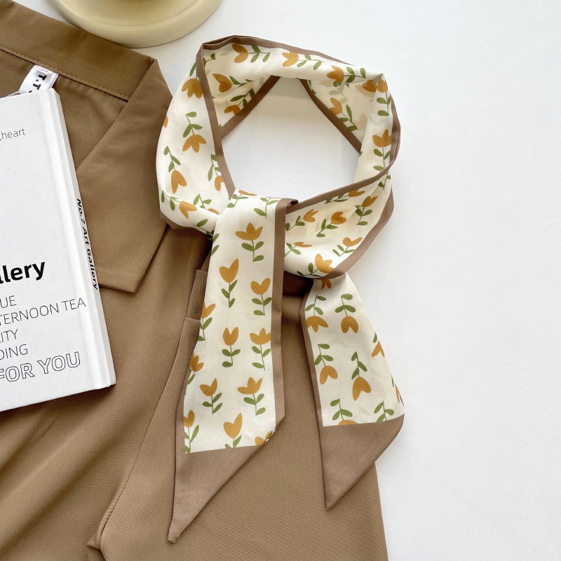 Khăn Quàng Cổ Dài Bằng Lụa Cỡ Nhỏ In Họa Tiết Màu Sắc Nude Phong Cách Hàn Quốc Thời Trang Cho Nữ