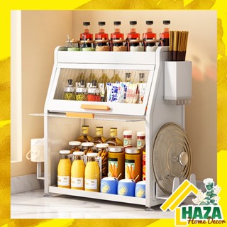 (SẴN 30Cm Đen) Tủ đựng gia vị nhà bếp kim loại có cánh chống bụi trong suốt, Kệ để gia nhà bếp