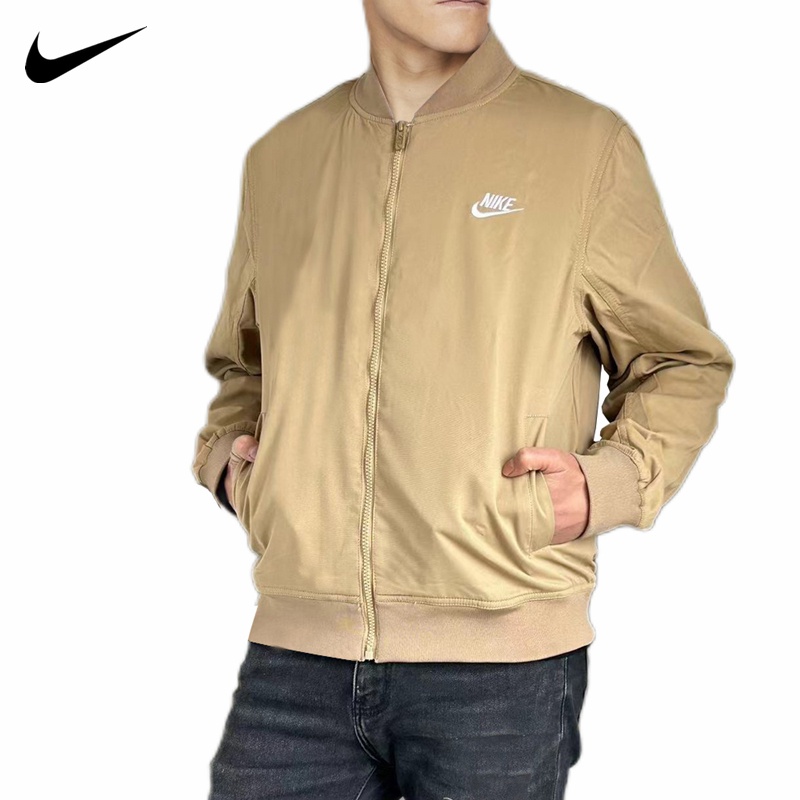 Áo Khoác Bomber Thêu Logo NlKE Counte Chính Hãng Phong Cách Cổ Điển Có Khóa Kéo Thời Trang Cho Nam Và Nữ