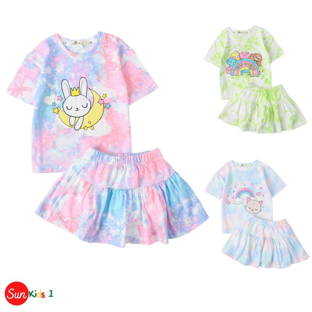 Đồ bộ thun bé gái, đồ bộ cotton bé gái, sét bộ chân váy có kèm quần , nhiều màu sắc xinh yêu size 3-10 tuổi - SUNKIDS1