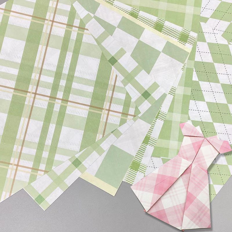 Giấy Xếp Hình origami Sọc Ca Rô Hai Mặt 15cm Nhiều Màu Sắc