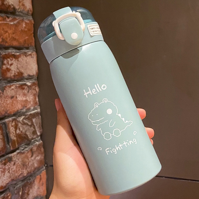 Bình Nước Giữ Nhiệt Bằng Thép Không Gỉ 350ml Kèm Ống Hút Tiện Lợi