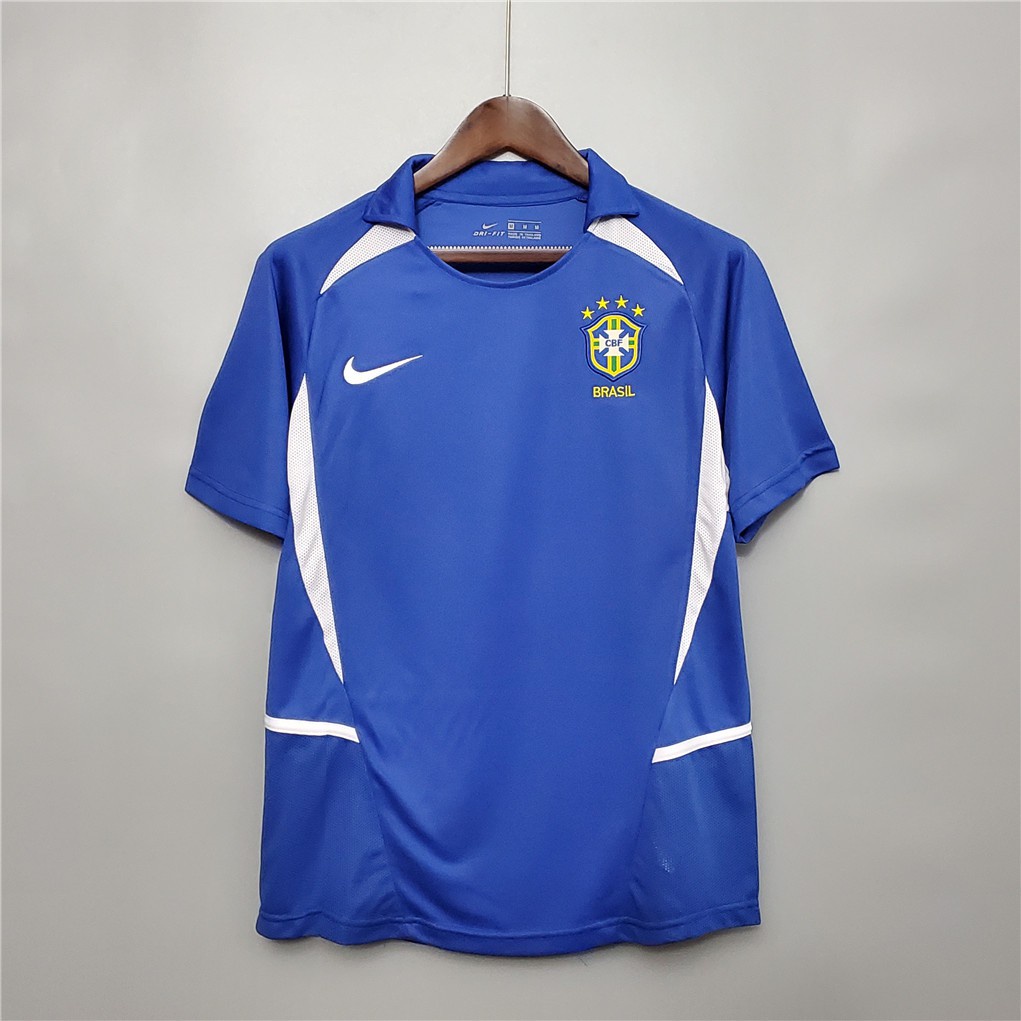 Áo Bóng Đá Ngắn Tay Phong Cách Retro Brazil 2002