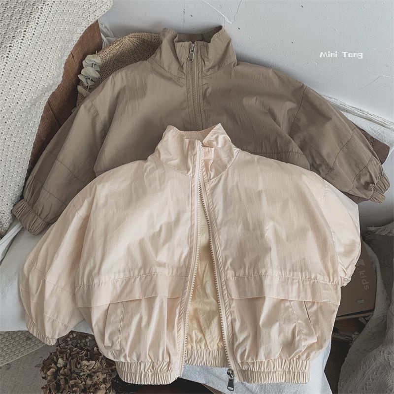 Áo Khoác Cardigan Có Khóa Kéo Cổ Đứng Phong Cách Hàn Quốc Nhật Bản ~ Hợp Xu Hướng Cho Bé Trai Và Bé Gái