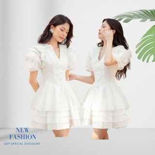 đầm xòe tầng dáng ngắn tay bồng đáng yêu kèm ảnh thật ( thời trang bigsiz vicky.g - aitagreen) N223