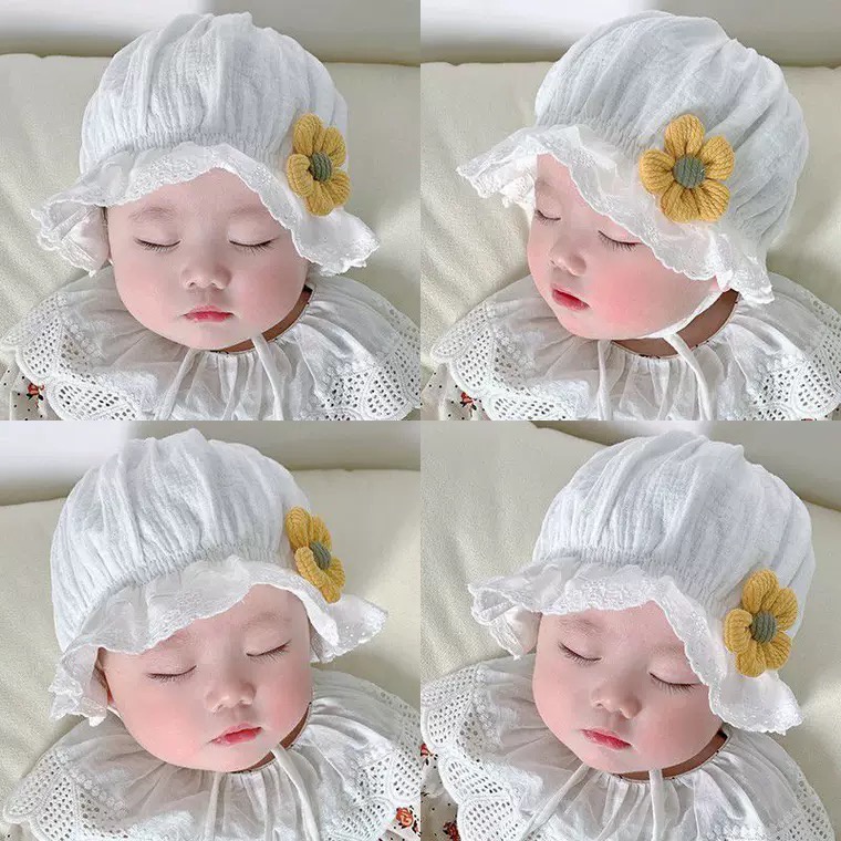 Babyfair Mũ cotton cho bé Thiết kế hoa tinh tế dễ thương Mềm mại thoải mái Thân thiện với làn da sơ sinh