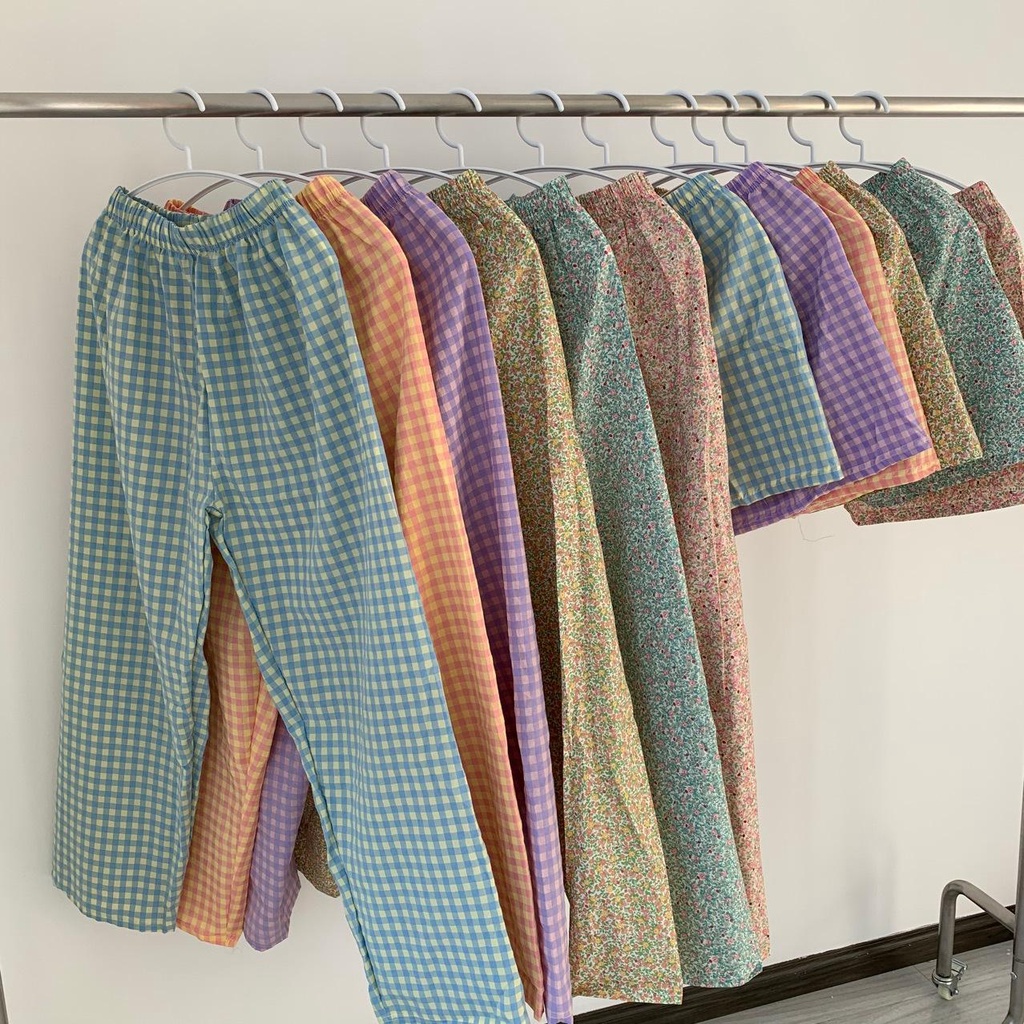 MS1097 Quần đùi, quần dài hoạ tiết mặc nhà chất đũi xước siêu mát form rộng thoải mái