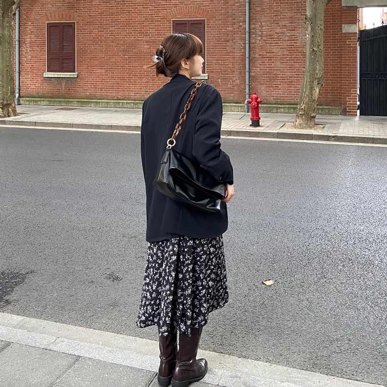 Mischa Túi Đeo Vai Bằng Da PU acrylic Sức Chứa Lớn Thời Trang Đi Làm