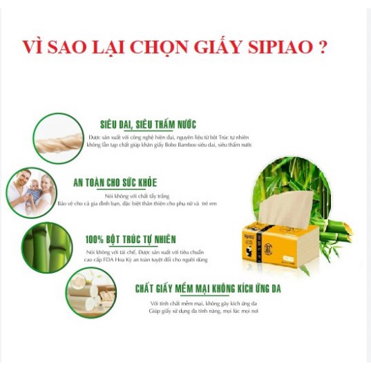 Combo 5 gói giấy ăn gấu trúc Sipiao chính hãng 30 gói, khăn giấy lau 1 lần đa năng an toàn cho bé