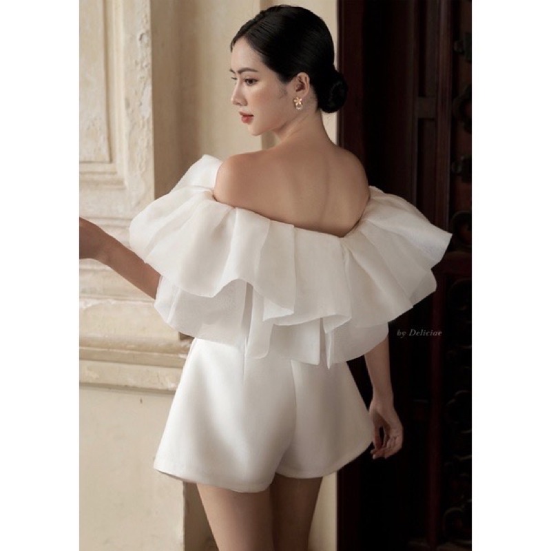 Áo trễ vai bồng và chân váy quần TRÂM ANH CLOTHING - 325 + 341