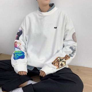 Áo sweater nam form rộng tay dài in hình hàn quốc