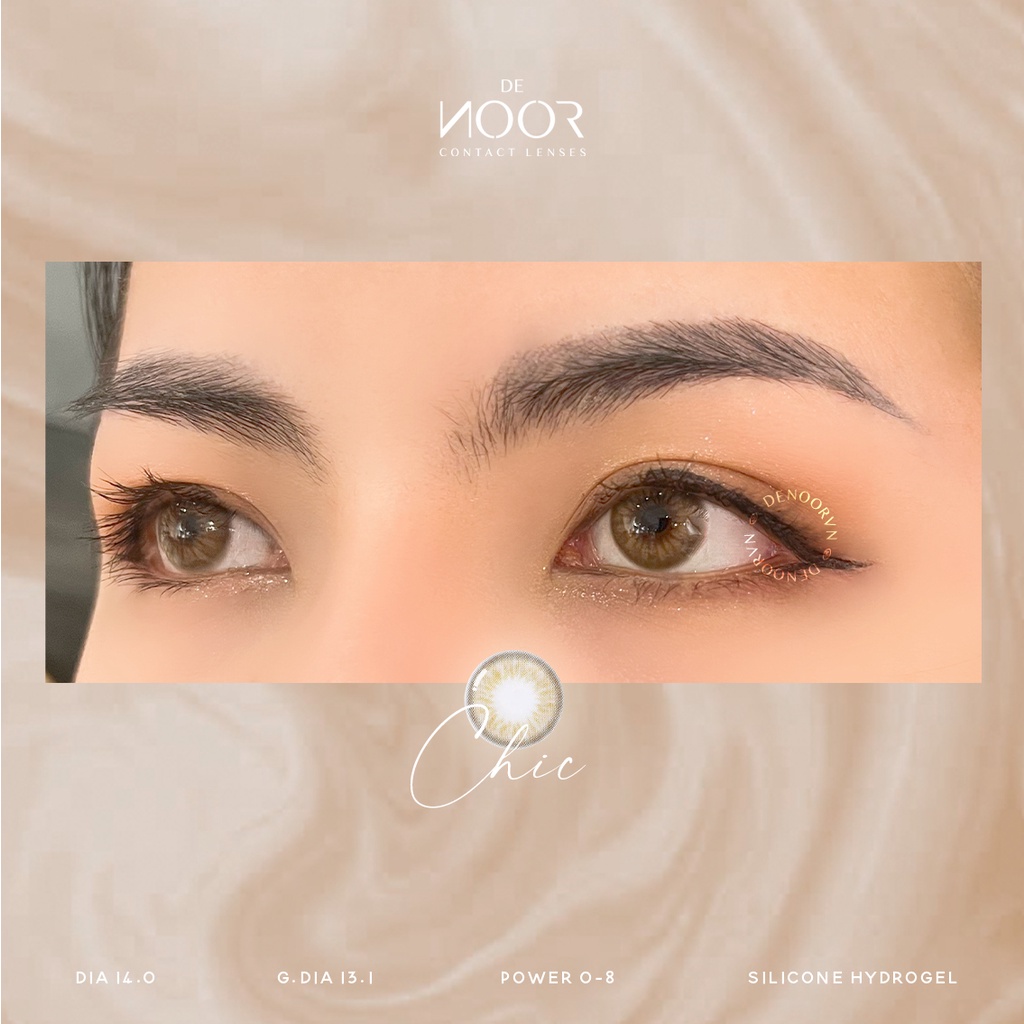 Chic - Lens Nâu Trà Sữa Giãn Nhẹ Hot Tiktok - Silicone Hydrogel Siêu Êm - Chính Hãng Hàn Quốc - DeNOOR