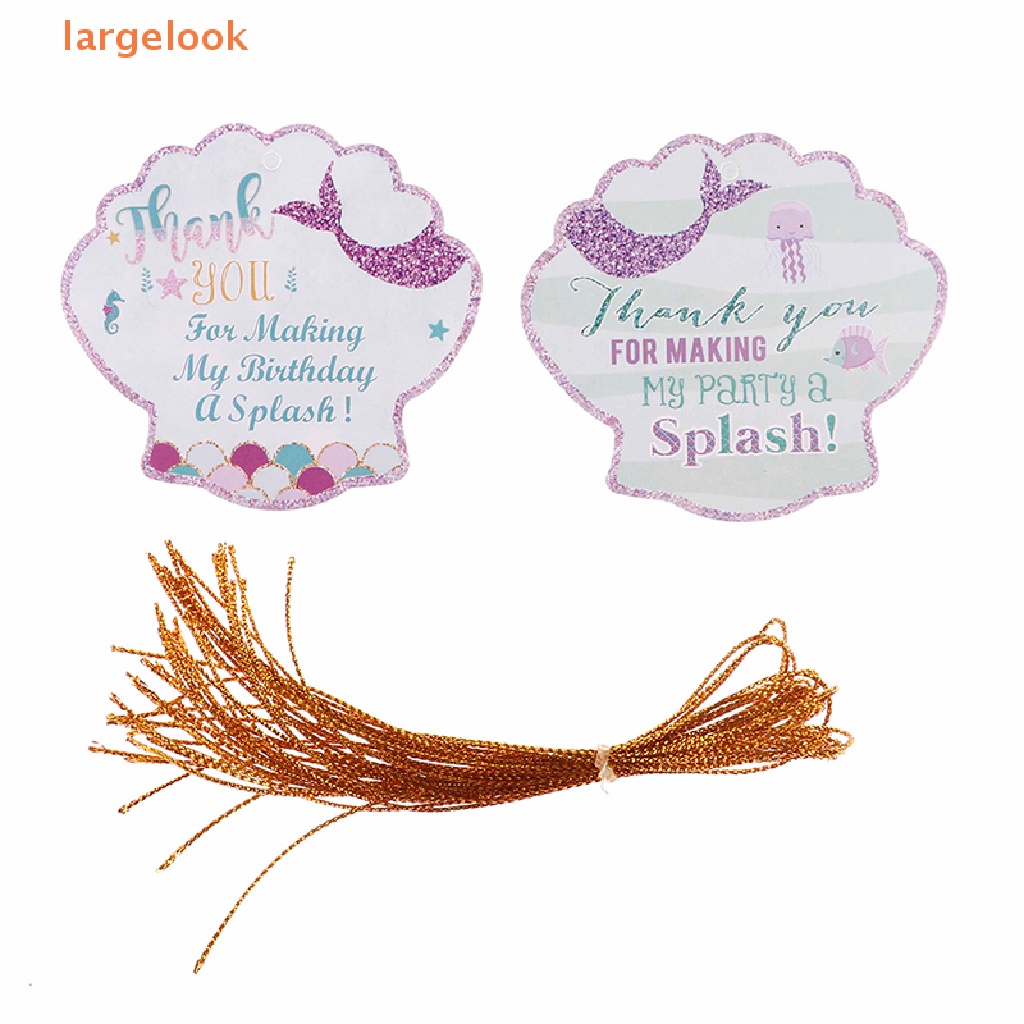 Set 24 Thẻ Tag Hình Vỏ Sò In Chữ Thank You Kèm Dây Trang Trí Hộp Quà
