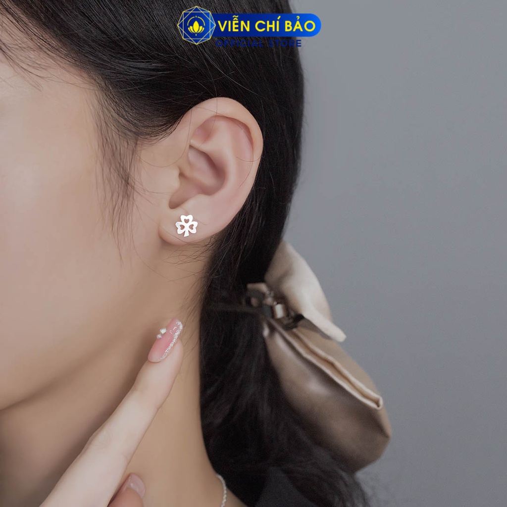 Bông tai cỏ 3 lá chất liệu bạc 925 thời trang phụ kiện trang sức nữ Viễn Chí Bảo E086