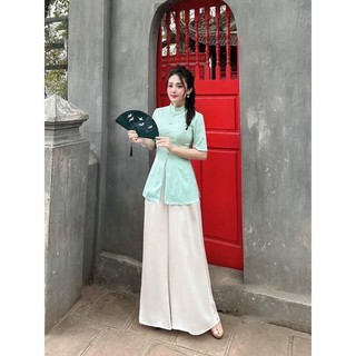 Bộ Cổ Tàu Gấm Quần Váy Lụa