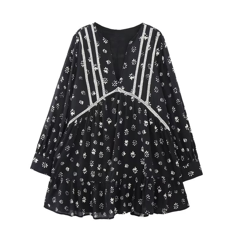 Đầm In Họa Tiết Phong Cách Châu Âu Thời Trang Xuân Hè Mới 2023 O1736