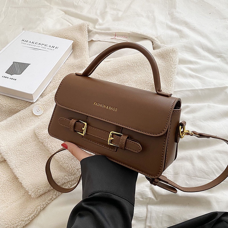 Túi Đeo Chéo Hình Vuông Nhỏ Đơn Giản Có Khóa Kéo Phong Cách harajuku Cổ Điển Cho Nữ