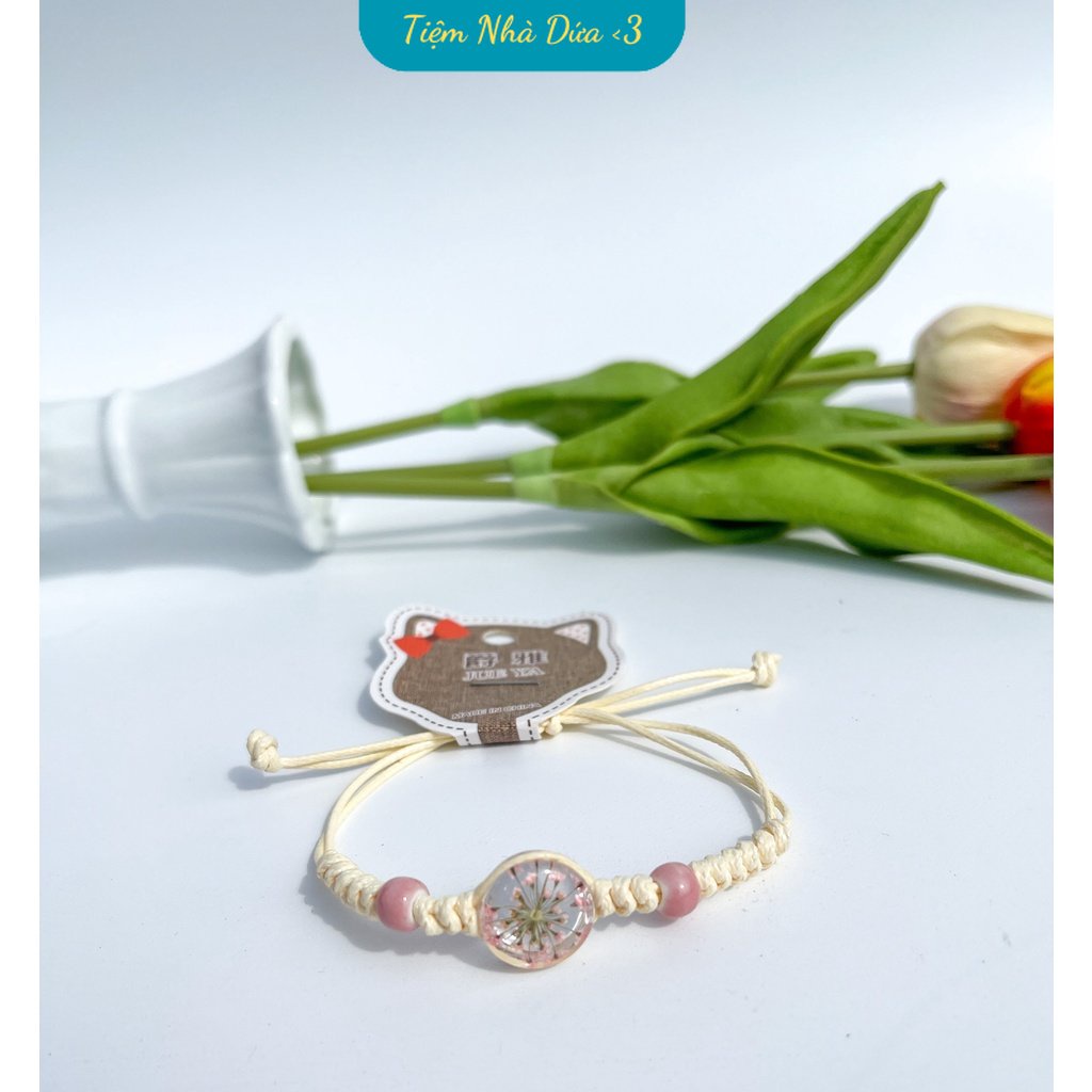 Vòng Đeo Tay Hoa Khô Vĩnh Cửu, Vòng Tay Tết Mix Đá Hoa Khô, Đẹp, May Mắn Của Tiệm Nhà Dứa