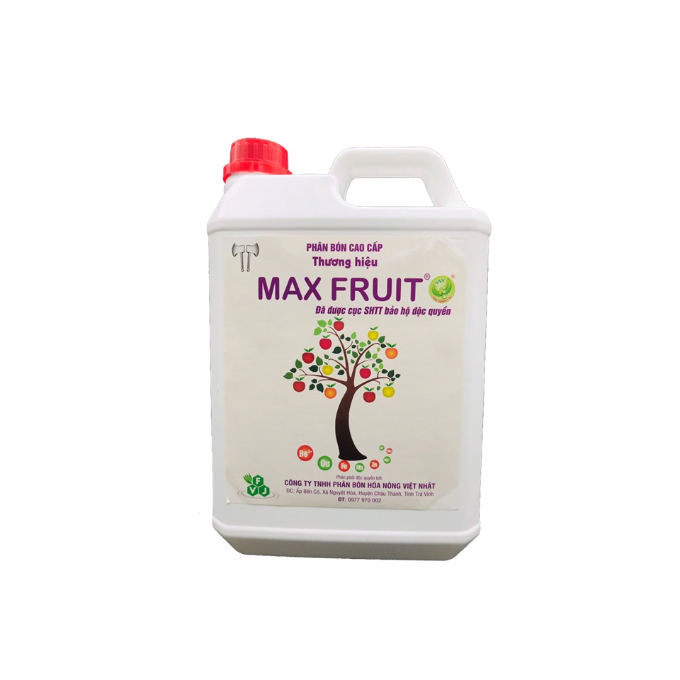 Phân bón MAX FRUIT Can 5L- giúp trái bóng đẹp, nặng cân, ngon ngọt, nâng cao năng suất
