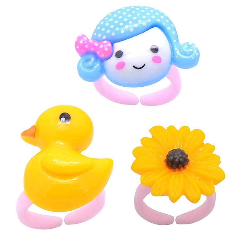 Bộ 36 Nhẫn Đồ Chơi Bằng Resin Màu Sắc Ngọt Ngào Tùy Chỉnh Kích Thước Cho Bé Gái