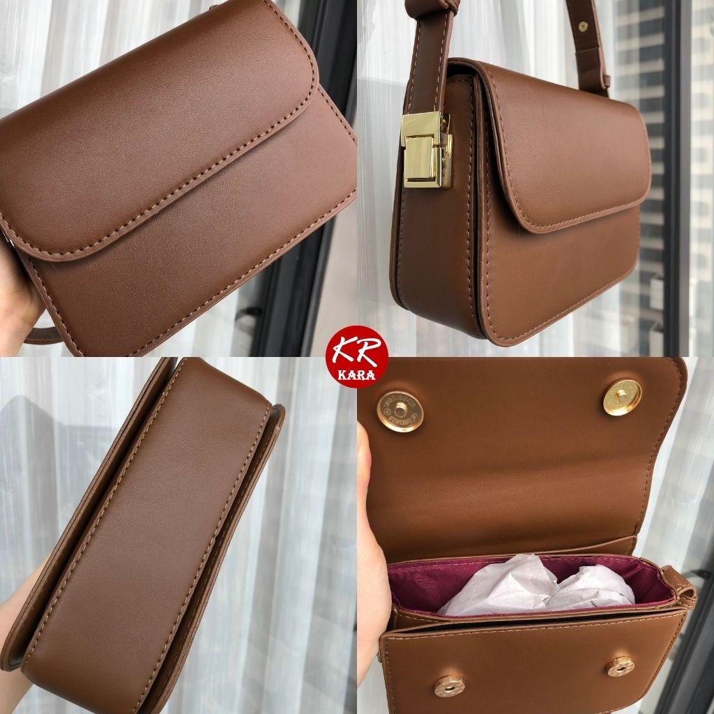 (QC loại 1) Túi đeo chéo nữ da trơn Túi đeo vai nữ KARA 471- Size19*13*6 cm, Da PU cao cấp, 3 màu lựa chọn