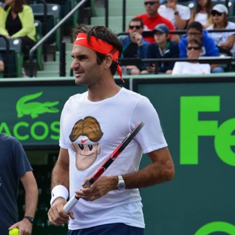 Hàng sẵn có Bộ sưu tập Roger Federer Áo thun cổ tròn nam RF Tennis Thể thao 100% Cotton cao cấp tay 