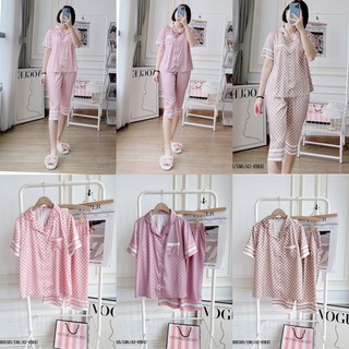 Gbd0365 bộ lụa pijama quần lửng hoạ tiết vic