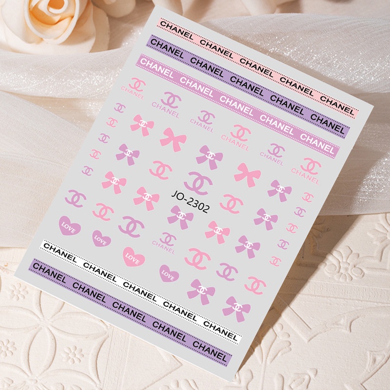 Sticker miếng dán móng nail logo thương hiệu sang trọng