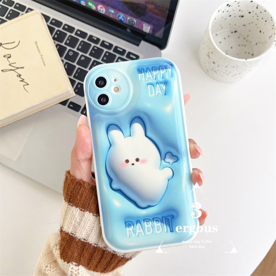 3D VisionỐp Điện Thoại Mềm In Hoạt Hình Thỏ Cho iPhone 14 13 12 11 Pro Max SE2020 X XR Xs Max 7 8 Plus
