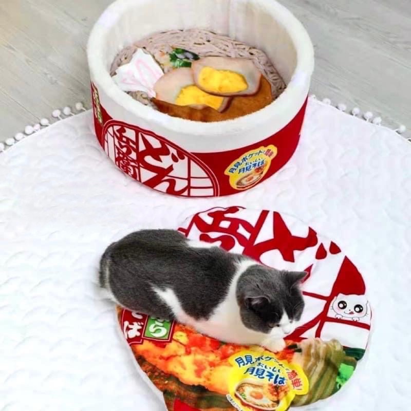 Đệm Nằm Cho Thú Cưng Hình Hộp Mì Ramen, Ổ Nằm Cho Chó, Mèo Bằng Bông Dày Dặn