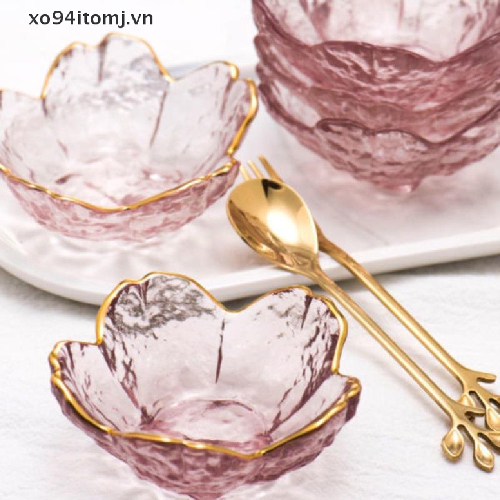 Xo94itomj Đĩa Thủy Tinh Đựng Nước Chấm Phong Cách Bắc Âu Hoa Anh Đào Vàng Lá cl