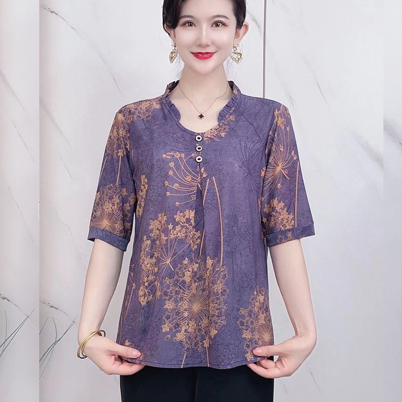 Áo Thun Tay Ngắn Dáng Rộng Thời Trang Mùa Hè Cho Nữ Trung Niên
