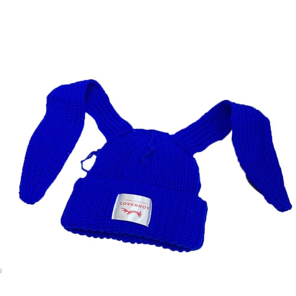 Mũ Len Dệt Kim Đính Tai Thỏ Tai Dài Thời Trang Thu Đông Cho Nam Y2K