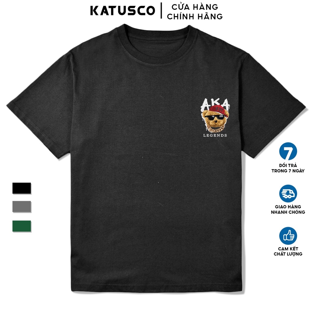 Áo Thun Nam Cổ Tròn KATUSCO Aka Legend Logo A2310, Cotton 100% 2 Chiều, Phom Rộng Từ 50-80Kg