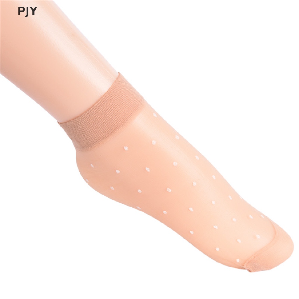 Set 10 Đôi Tất Ren Mỏng Trong Suốt Thông Thoáng Màu Trơn Họa Tiết Chấm Bi Gợi Cảm PJ