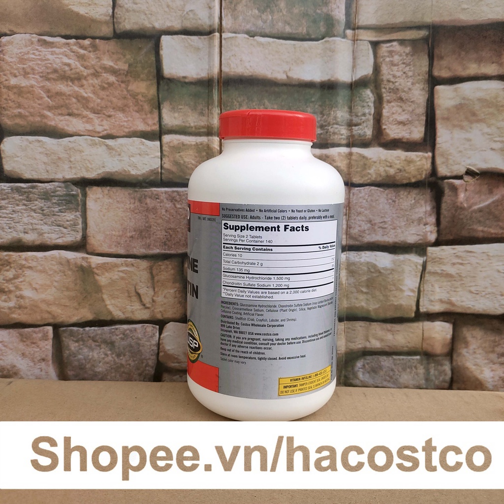 Viên uống Glucosamine 1500mg &amp; chondroitin 1200mg 280 viên - Glucosamin Kirkland 280