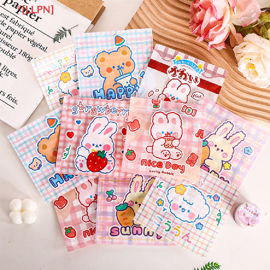 Set 10 Túi Đựng Bánh Kẹo Có Khóa Kéo Họa Tiết Hoạt Hình Dễ Thương