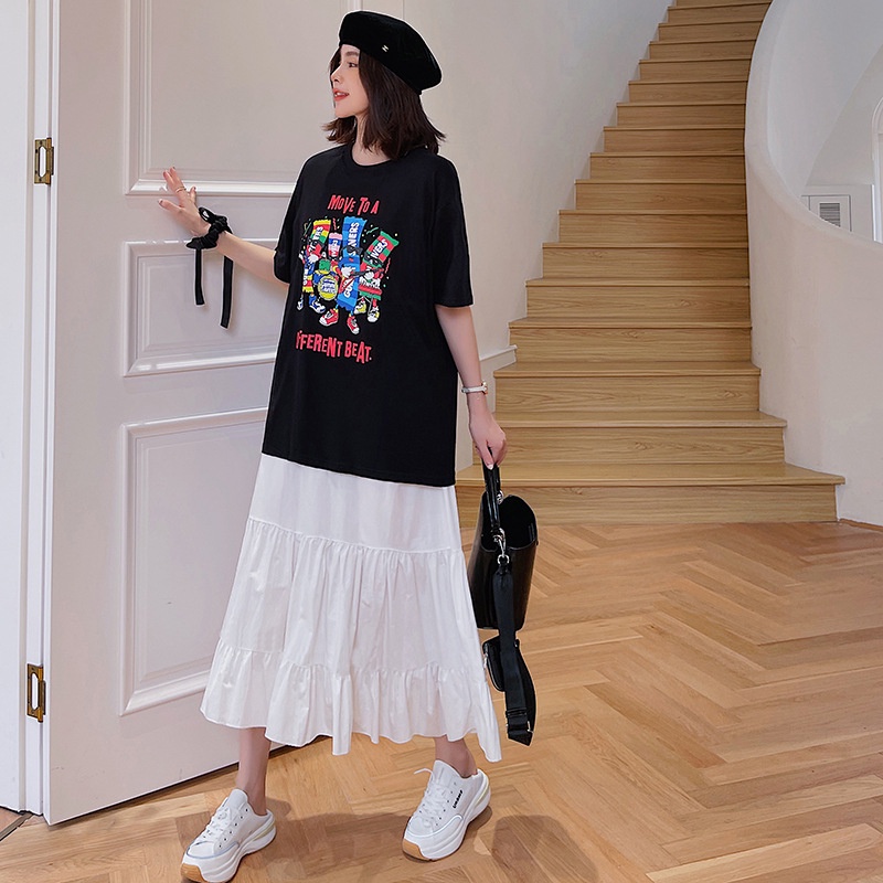 Váy đầm suông oversize đuôi cá cho bầu không bầu, sau sinh form xuông dài rộng phong cách hàn mùa hè mới