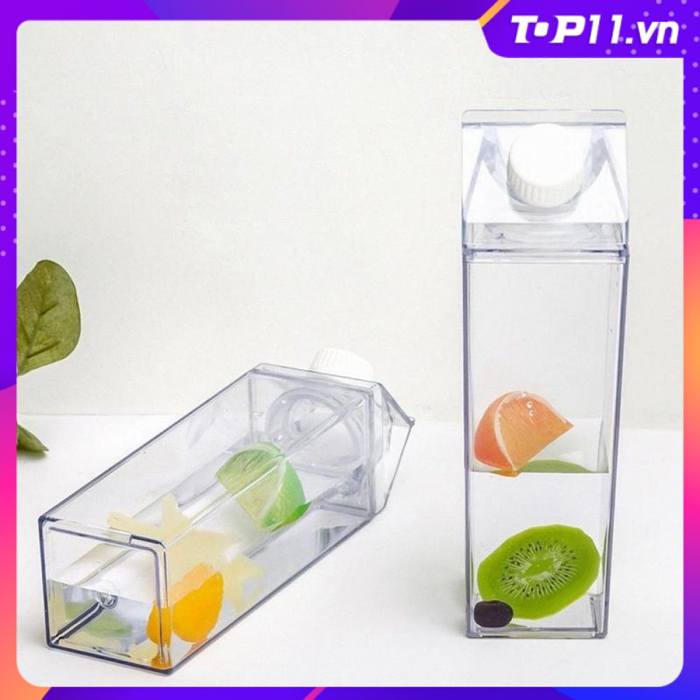 Bình Nước Hộp Sữa 500Ml/1000Ml/1l Cốc Uống Nước Trái Cây Hình Vuông Thể Thao Bằng Nhựa Cầm Tay Cho Du Lịch Cắm Trại Top11.vn