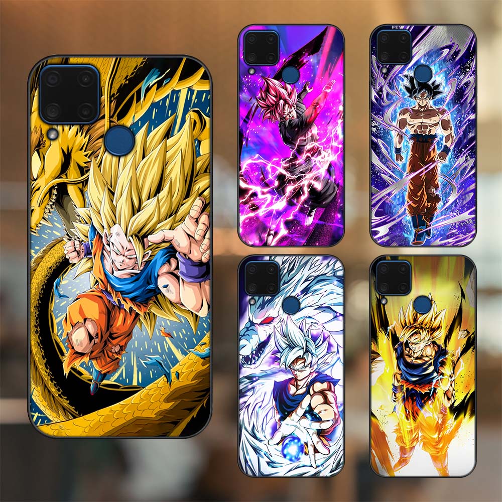 Ốp lưng Realme C15 viền đen in hình Son Goku Dragon Ball Super Saiyan