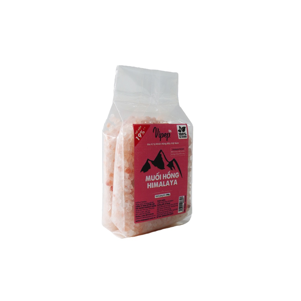 Muối hồng Himalaya nguyên hạt 250g 100% Vipep, không chất tạo màu, gia vị tẩm ướp, nấu canh